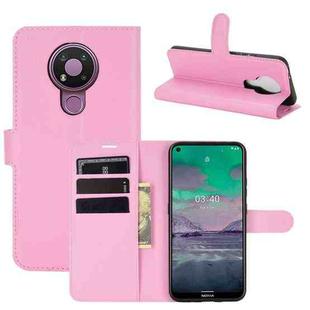 For Nokia 3.4 Litchi Texture Horizontal Flip Protective Case with Holder & Card Slots & Wallet(Pink)