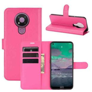 For Nokia 3.4 Litchi Texture Horizontal Flip Protective Case with Holder & Card Slots & Wallet(Rose red)