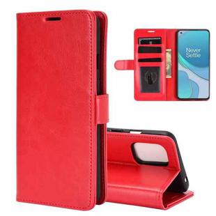For OnePlus 8T R64 Texture Single Horizontal Flip Protective Case with Holder & Card Slots & Wallet& Photo Frame(Red)