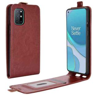 For OnePlus 8T R64 Texture Single Vertical Flip Leather Protective Case with Card Slots & Photo Frame(Brown)