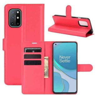 For OnePlus 8T Litchi Texture Horizontal Flip Protective Case with Holder & Card Slots & Wallet(Red)