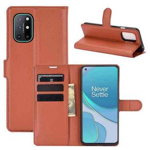 For OnePlus 8T Litchi Texture Horizontal Flip Protective Case with Holder & Card Slots & Wallet(Brown)
