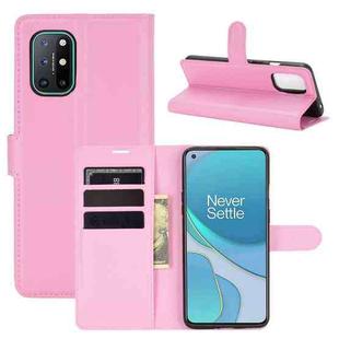 For OnePlus 8T Litchi Texture Horizontal Flip Protective Case with Holder & Card Slots & Wallet(Pink)