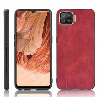 For OPPO F17/A73 Shockproof Sewing Cow Pattern Skin PC + PU + TPU Case(Red)