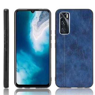 For vivo V20 SE Shockproof Sewing Cow Pattern Skin PC + PU + TPU Case(Blue)