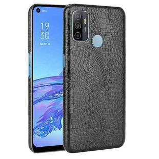 For OPPO A53 2020 / A32 2020 Shockproof Crocodile Texture PC + PU Case(Black)