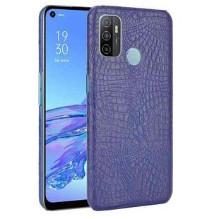 For OPPO A53 2020 / A32 2020 Shockproof Crocodile Texture PC + PU Case(Blue)