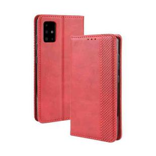 For Samsung Galaxy M51 Magnetic Buckle Retro Crazy Horse Texture Horizontal Flip Leather Case with Holder & Card Slots & Photo Frame(Red)
