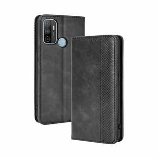 For OPPO A53 2020 / A53S 2020 / A33  Magnetic Buckle Retro Crazy Horse Texture Horizontal Flip Leather Case with Holder & Card Slots & Photo Frame(Black)
