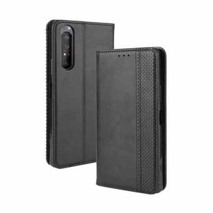 For Sony Xperia 5 II Magnetic Buckle Retro Crazy Horse Texture Horizontal Flip Leather Case with Holder & Card Slots & Photo Frame(Black)