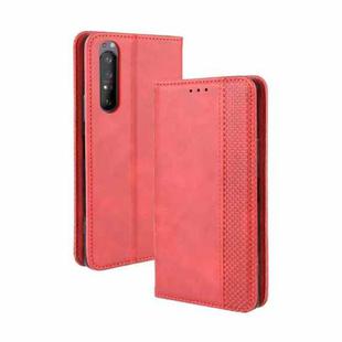 For Sony Xperia 5 II Magnetic Buckle Retro Crazy Horse Texture Horizontal Flip Leather Case with Holder & Card Slots & Photo Frame(Red)
