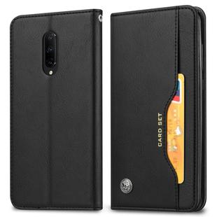 For OnePlus 7 Knead Skin Texture Horizontal Flip Leather Case with Photo Frame & Holder & Card Slots & Wallet(Black)