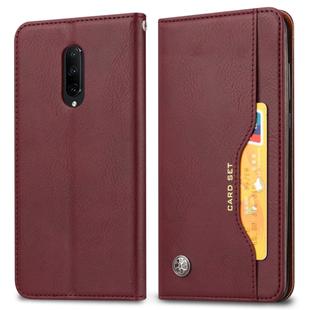 For OnePlus 7 Knead Skin Texture Horizontal Flip Leather Case with Photo Frame & Holder & Card Slots & Wallet(Wine Red)