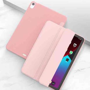 For iPad Air 2022 / 2020 10.9 Three-folding Surface PU Leather TPU Matte Soft Bottom Case with Holder & Sleep / Wake-up Function(Rose gold)