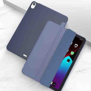 For iPad Air 2022 / 2020 10.9 Three-folding Surface PU Leather TPU Matte Soft Bottom Case with Holder & Sleep / Wake-up Function(Dark blue)
