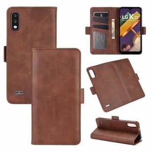 For LG K22 Dual-side Magnetic Buckle Horizontal Flip Leather Case with Holder & Card Slots & Wallet(Brown)