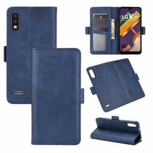 For LG K22 Dual-side Magnetic Buckle Horizontal Flip Leather Case with Holder & Card Slots & Wallet(Dark Blue)