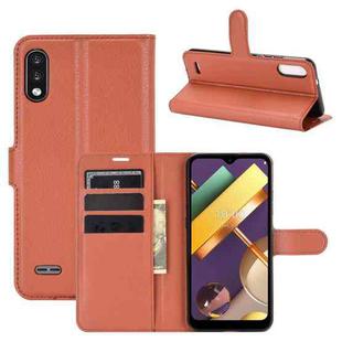 For LG K22 Litchi Texture Horizontal Flip Protective Case with Holder & Card Slots & Wallet(Brown)