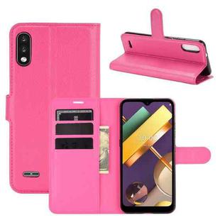 For LG K22 Litchi Texture Horizontal Flip Protective Case with Holder & Card Slots & Wallet(Rose red)