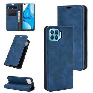 For OPPO F17 Pro Retro-skin Business Magnetic Suction Leather Case with Holder & Card Slots & Wallet(Dark Blue)