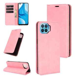 For OPPO F17 Pro Retro-skin Business Magnetic Suction Leather Case with Holder & Card Slots & Wallet(Pink)