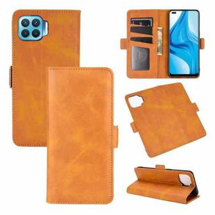 For OPPO F17 Pro Dual-side Magnetic Buckle Horizontal Flip Leather Case with Holder & Card Slots & Wallet(Yellow)