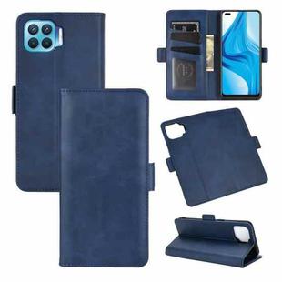 For OPPO F17 Pro Dual-side Magnetic Buckle Horizontal Flip Leather Case with Holder & Card Slots & Wallet(Dark Blue)