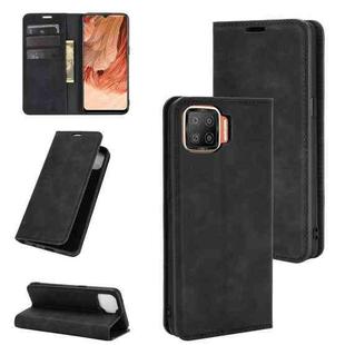 For OPPO F17 Retro-skin Business Magnetic Suction Leather Case with Holder & Card Slots & Wallet(Black)