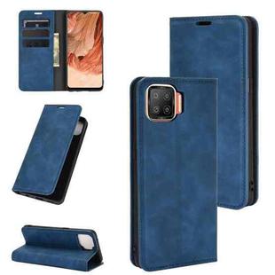 For OPPO F17 Retro-skin Business Magnetic Suction Leather Case with Holder & Card Slots & Wallet(Dark Blue)