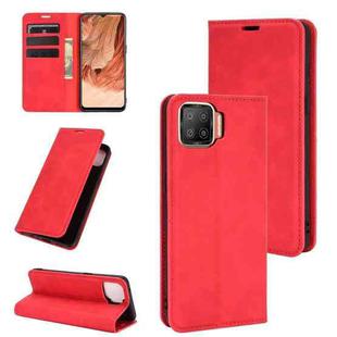 For OPPO F17 Retro-skin Business Magnetic Suction Leather Case with Holder & Card Slots & Wallet(Red)