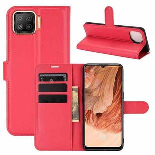 For OPPO F17 Litchi Texture Horizontal Flip Protective Case with Holder & Card Slots & Wallet(Red)