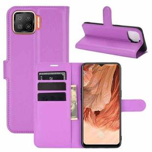 For OPPO F17 Litchi Texture Horizontal Flip Protective Case with Holder & Card Slots & Wallet(Purple)
