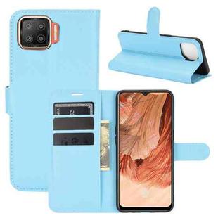 For OPPO F17 Litchi Texture Horizontal Flip Protective Case with Holder & Card Slots & Wallet(Blue)