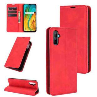 For OPPO Realme C3 without Fingerprint  Retro-skin Business Magnetic Suction Leather Case with Holder & Card Slots & Wallet(Red)