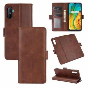 For OPPO Realme C3 without Fingerprint Dual-side Magnetic Buckle Horizontal Flip Leather Case with Holder & Card Slots & Wallet(Brown)