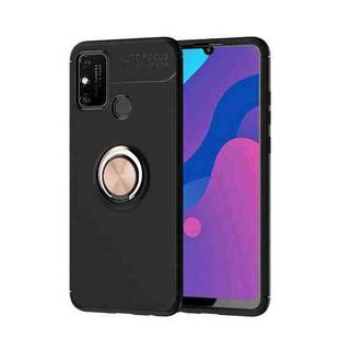 For OPPO Realme 7i Metal Ring Holder 360 Degree Rotating TPU Case(Black+Rose Gold)