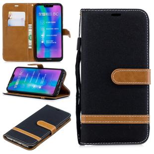 Color Matching Denim Texture Leather Case for Huawei Honor 8C, with Holder & Card Slots & Wallet & Lanyard(Black)