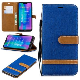 Color Matching Denim Texture Leather Case for Huawei Honor 8C, with Holder & Card Slots & Wallet & Lanyard(Royal Blue)