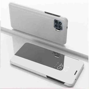 For OPPO A93/Reno4 Lite/F17 Pro/Reno 4F Plated Mirror Horizontal Flip Leather Case with Holder(Silver)