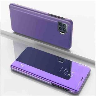 For OPPO A93/Reno4 Lite/F17 Pro/Reno 4F Plated Mirror Horizontal Flip Leather Case with Holder(Purple Blue)