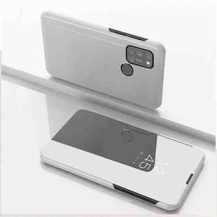 For OPPO Realme 7i/C17 Plated Mirror Horizontal Flip Leather Case with Holder(Silver)