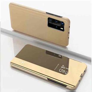 For Xiaomi Mi 10T/10T Pro Plated Mirror Horizontal Flip Leather Case with Holder(Gold)