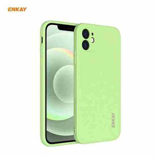 For iPhone 12 mini Hat-Prince ENKAY ENK-PC067 Liquid Silicone Straight Edge Shockproof Protective Case(Light Green)