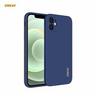 For iPhone 12 mini Hat-Prince ENKAY ENK-PC067 Liquid Silicone Straight Edge Shockproof Protective Case(Navy Blue)