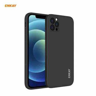 For iPhone 12 Pro Hat-Prince ENKAY ENK-PC069 Liquid Silicone Straight Edge Shockproof Protective Case(Black)