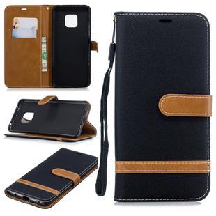 Color Matching Denim Texture Leather Case for Huawei Mate 20 Pro, with Holder & Card Slots & Wallet & Lanyard(Black)