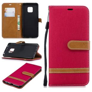 Color Matching Denim Texture Leather Case for Huawei Mate 20 Pro, with Holder & Card Slots & Wallet & Lanyard(Red)