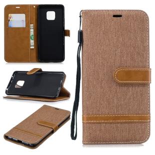 Color Matching Denim Texture Leather Case for Huawei Mate 20 Pro, with Holder & Card Slots & Wallet & Lanyard(Brown)