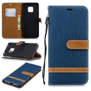 Color Matching Denim Texture Leather Case for Huawei Mate 20 Pro, with Holder & Card Slots & Wallet & Lanyard(Dark Blue)