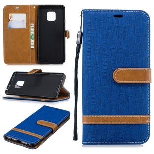 Color Matching Denim Texture Leather Case for Huawei Mate 20 Pro, with Holder & Card Slots & Wallet & Lanyard(Royal Blue)